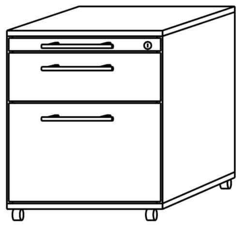 Rollcontainer Sina mit HR-Auszug, 2 Schublade(n), Buche/Buche