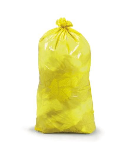 Reißfester Müllsack mit Verschlussband, 60 l, gelb