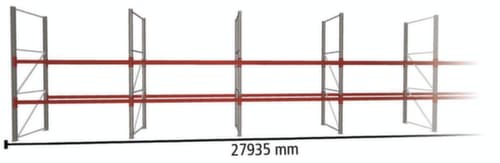 META Palettenregal MULTIPAL für 90 Paletten, 27935 mm breit, 3 Lagerebenen
