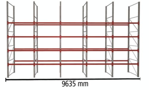 META Palettenregal MULTIPAL für 50 Paletten, 9635 mm breit, 5 Lagerebenen