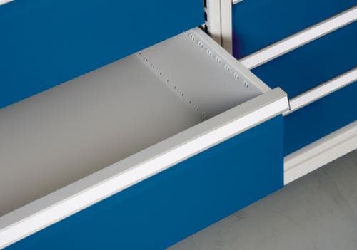 Bedrunka + Hirth Werkbank mit Buche-Massivholzplatte Gestell in vielen Farben, 6 Schubladen