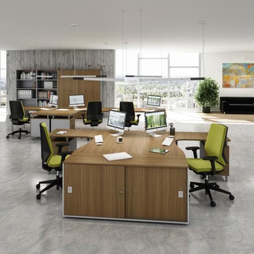 Quadrifoglio Büroschrank Practika, 2 Ordnerhöhen, alu/Nuss Canaletto