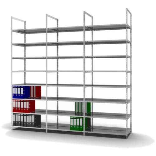 hofe Akten-Schraubregal zur beidseitigen Nutzung, 8 Böden, mit korrosionsschützender Zinkbeschichtung